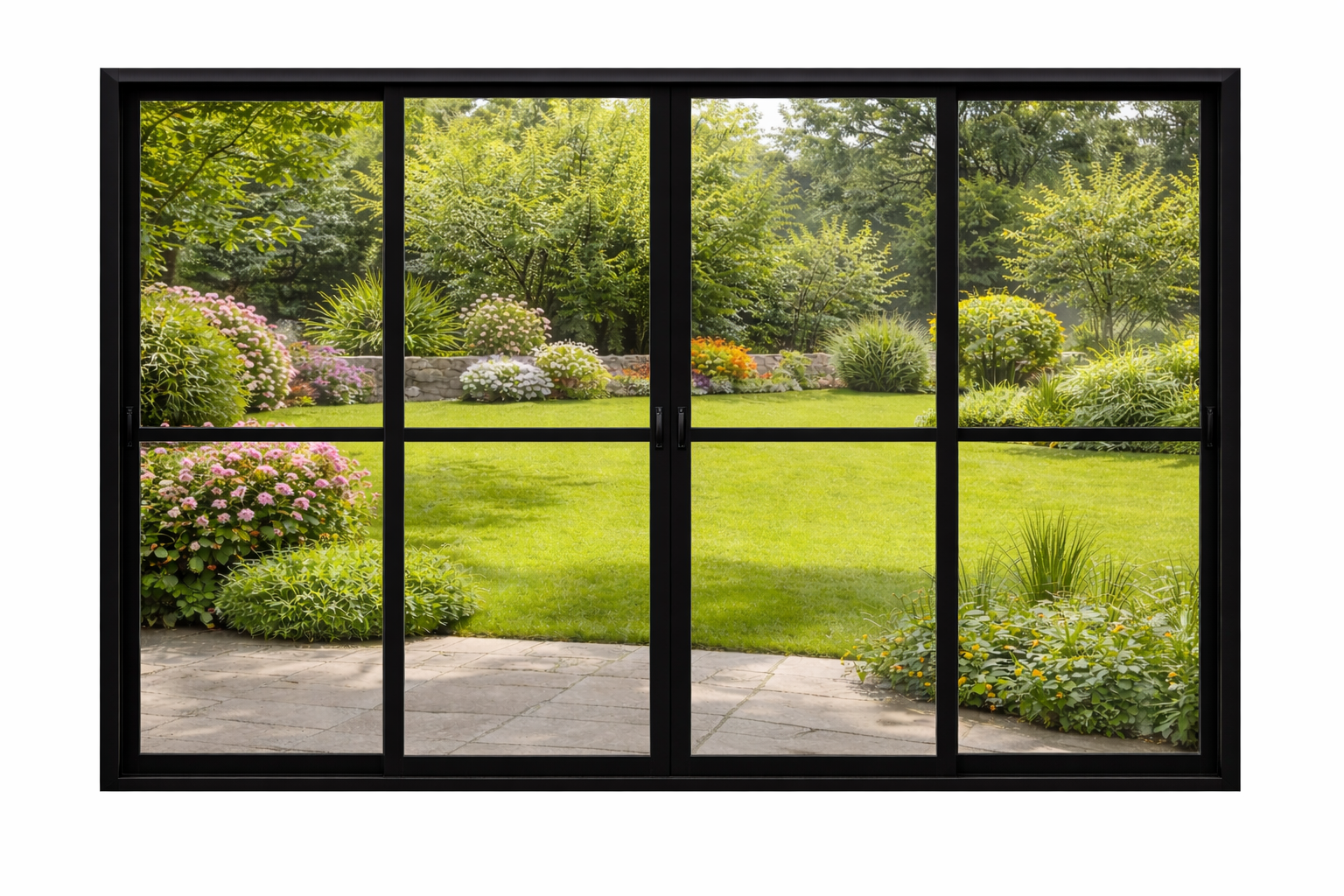 Ventana Balcón Alto Tránsito 400X200 CM– Aluminio Herrero Negro | 3 o 4 Hojas