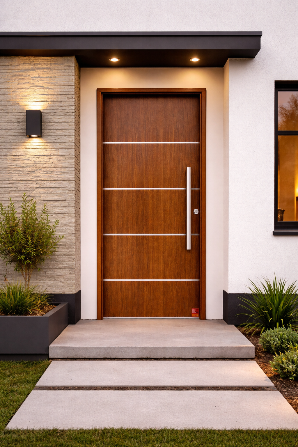 Puerta PAVIR Simil Madera Roble – Línea Lisa con Aplique | Diseño Premium y Alta Resistencia - Imagen 2