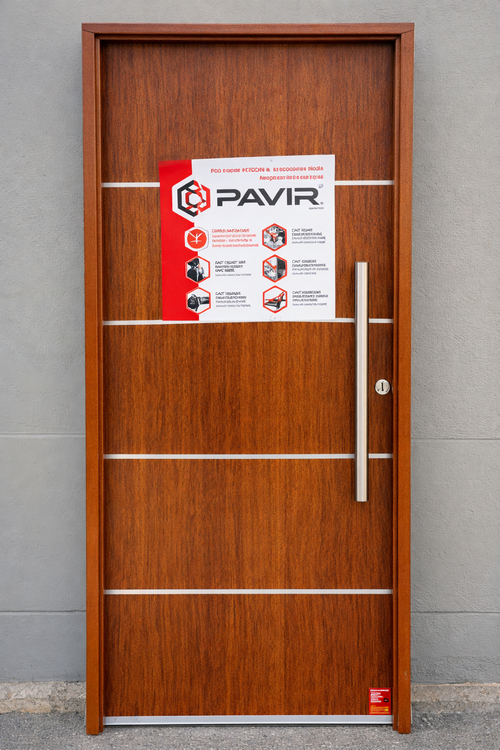 Puerta PAVIR Simil Madera Roble – Línea Lisa con Aplique | Diseño Premium y Alta Resistencia